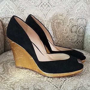 NWOT Michael Kors Black Suede Wedges